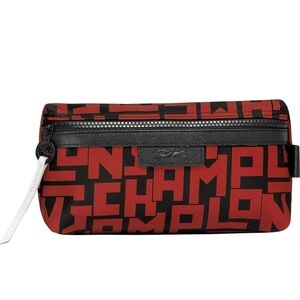 Makeup Longchamp Women Red and Black Cosmetic Travel Pouch Ziper Bag